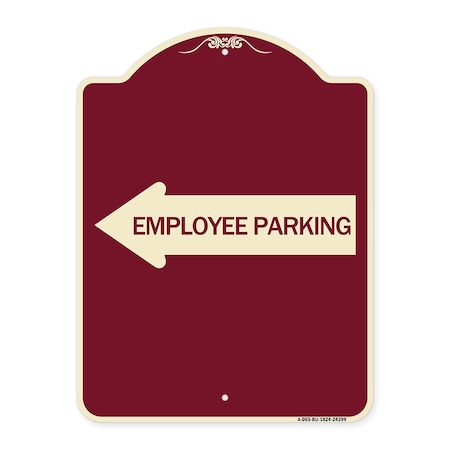 Signmission Employee Parking With Left Arrow Heavy-Gauge Aluminum Architectural Sign, 24" x 18", BU-1824-24399 A-DES-BU-1824-24399